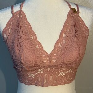 NWT Victoria's Secret PINK Lace Bralette in Dusty Rose Mauve size large
